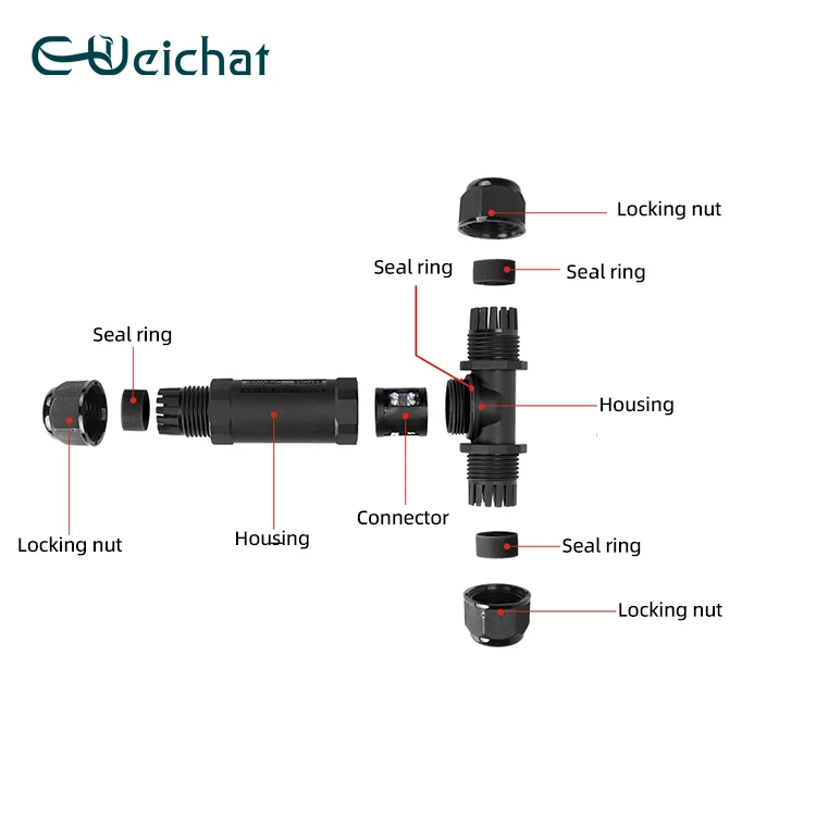 Weichat Manufacturer Electrical Industrial IP68 2 Pin M25 T Shape Screw Terminal Waterproof Cable Connector