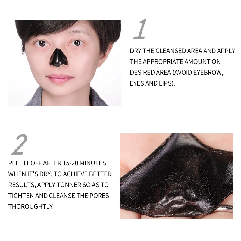 Private Label Face Pore Cleaning Blackhead Removal Bamboo Charcoal Black Peel Off Nose Mask