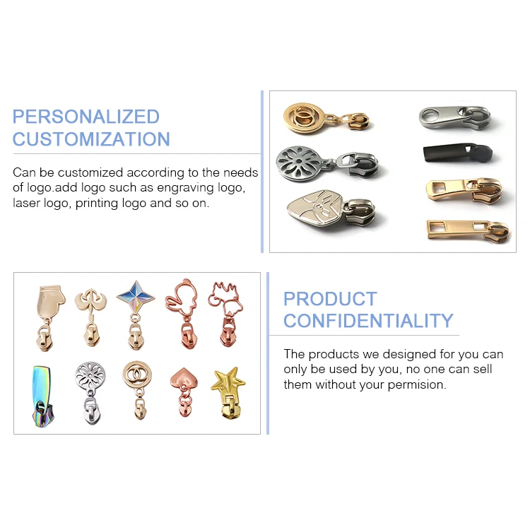 Custom Zinc Alloy Brand Logo Popular Free Design Customized Cheap Plating metal zipper puller slider