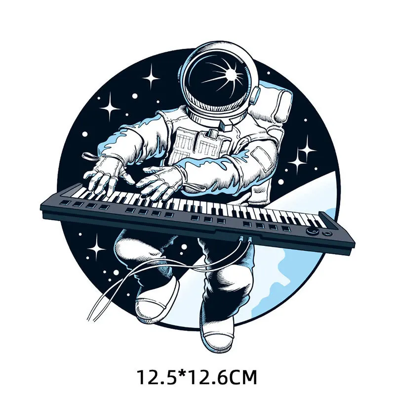 Wholesale Fashion Cartoon Astronaut Plastisol Heat Transfers Printed Stickers Patches