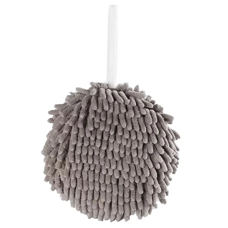 High Water Absorbent Household Chenille Hand Towel Ball Hanging Soft Bathroom Rag Towel