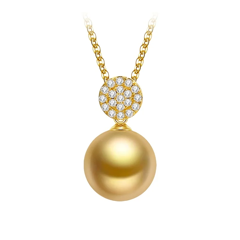 
Hot selling 14K gold jewelry real diamonds southsea golden pearl pendant mounting for women 