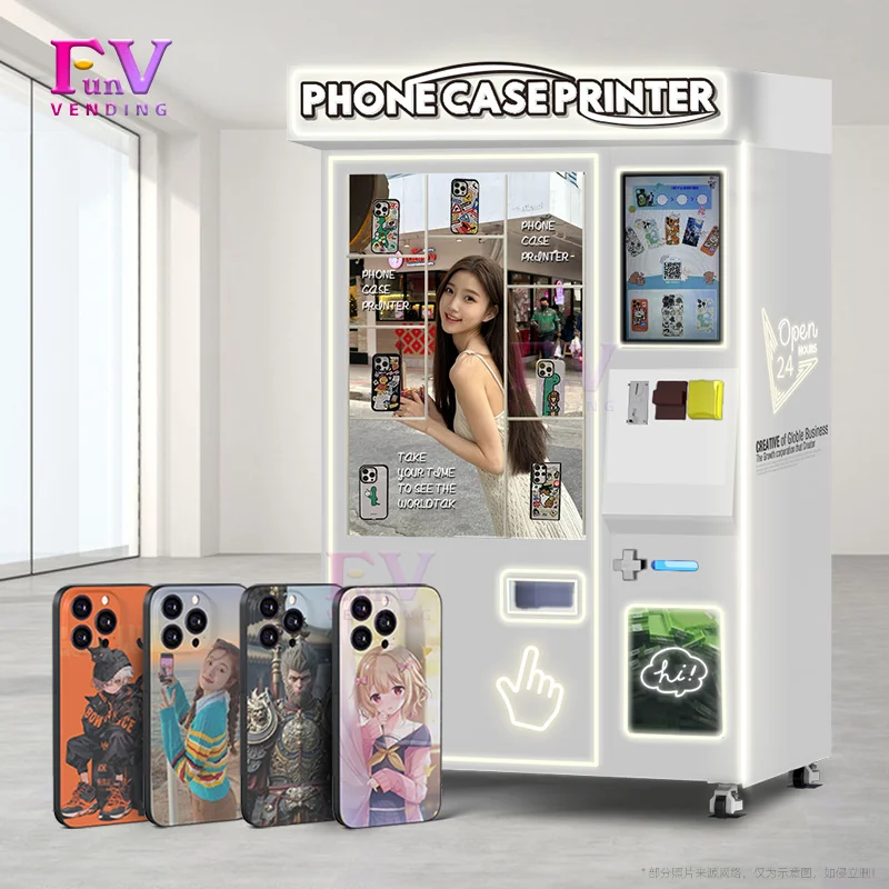 New Design Commercial Phone Case Printing Machine Robot Cell Phone Case Printer Coin Credit Card Payment System Touch Screen