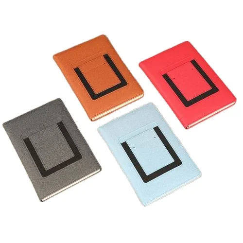 B5 hardcover PU notebook with phone pocket with custom logo