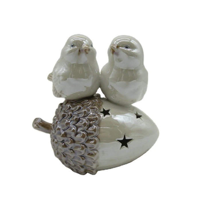 
Porcelain Bird on Cypress Ball with Led Decorative Figurine 