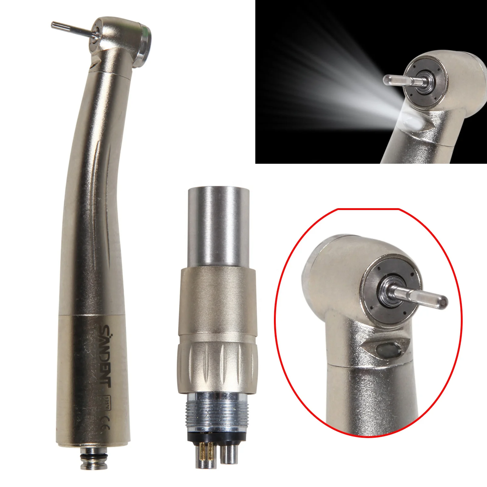 Hot Sell ! Dental Fiber Optic LED Hand piece 6 hole turbine 4water spray with 6 PIn Quick Coupler Push Button N-S-K