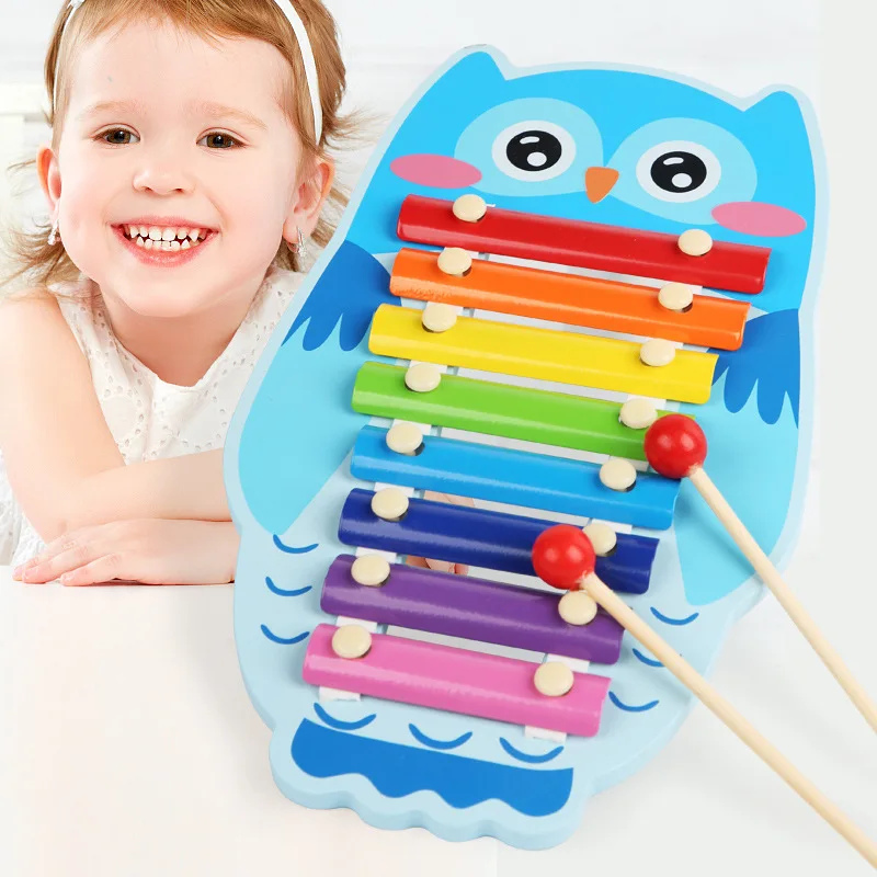 2024 new products wooden Cartoon animal octave toys Montessori Rainbow Musical Instrument Animal Xylophone For Kids Toddler CE