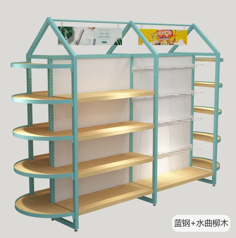 Miniso Wood Supermarket Shelves Display Retail Display Stand Hot Sale Dollar Stationary Convenience Store Shelving Wall Steel