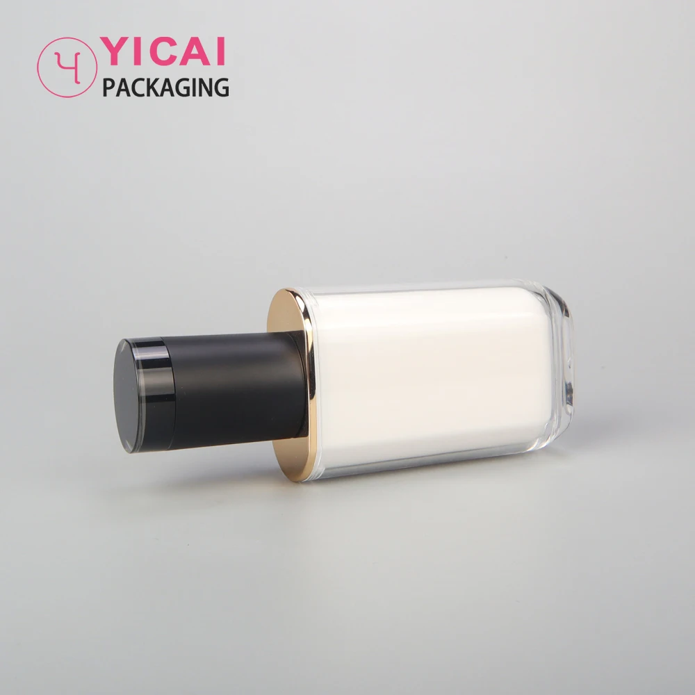 Custom Logo Korea Luxury 30ml Plastic Foundation Bb Cream Skin Care Cosmetic Acrylic Square Pump Bottles
