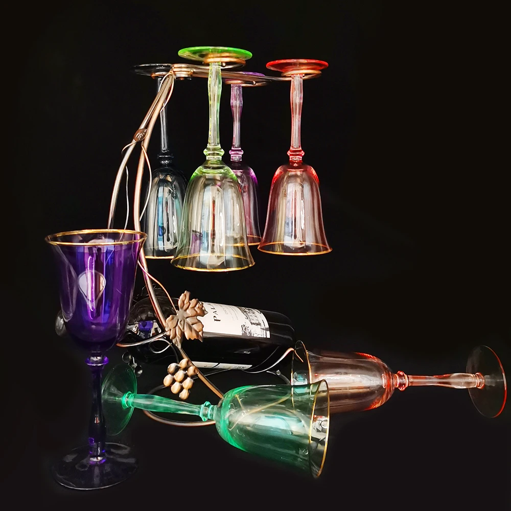 Wholesale Wedding Champagne Flute Hotel Water Goblet Restaurant Glass Cup Crystal Red Wine Glass with Gold Rim