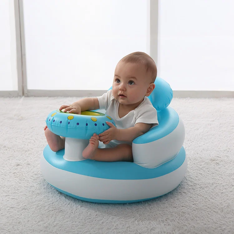 Funny air baby feeding chair PVC kids sofa inflatable baby learn sitting chair