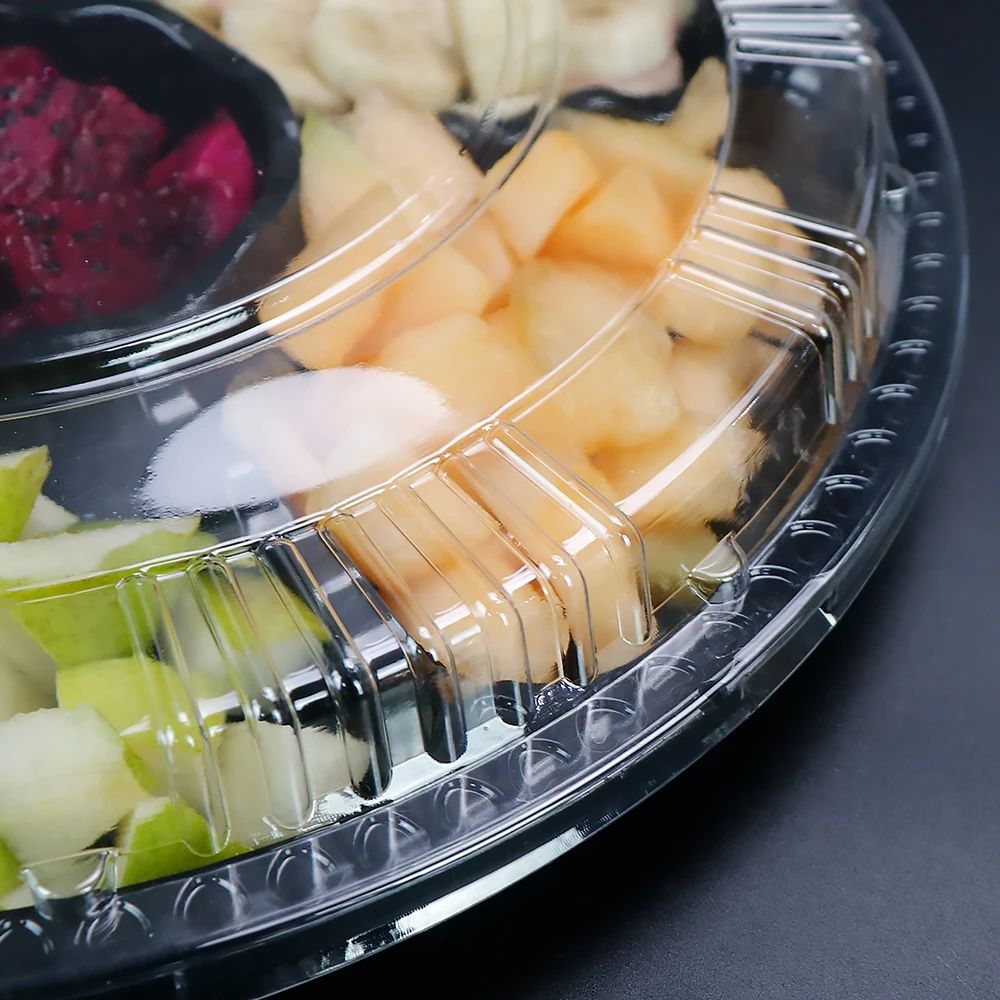 Одноразовый контейнер для пищевых продуктов пластиковый лоток тарелок 6 секционных круглых пластиковых лотков тарелки