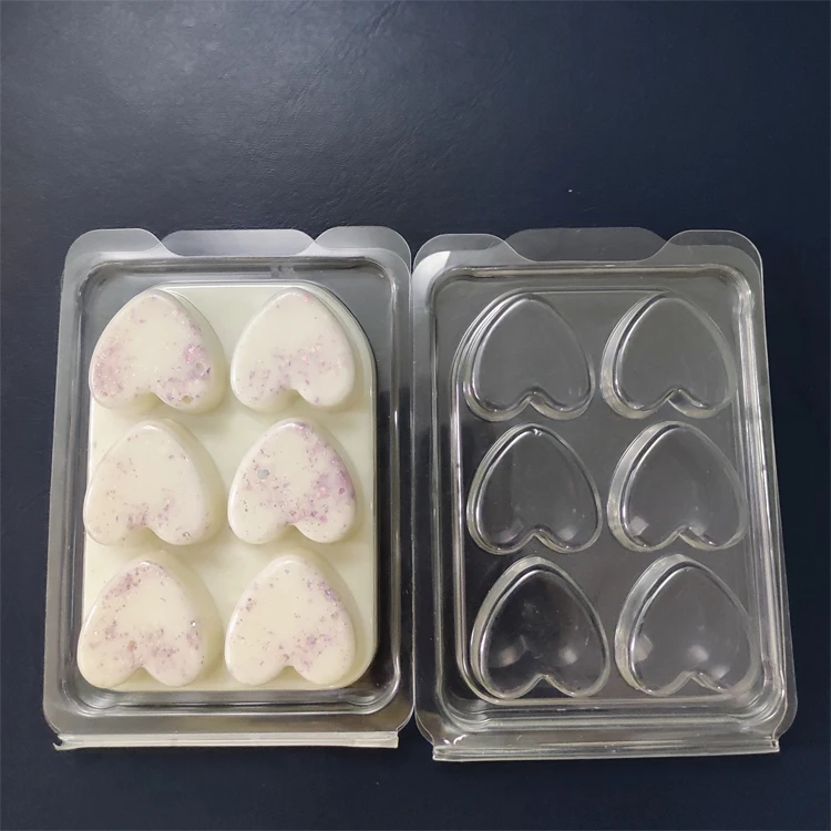 
Customizing Heart Shape Clear Wax Melts and Candle Clamshell Packaging 