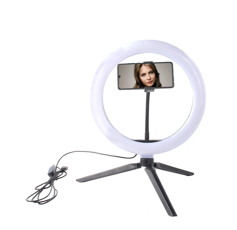 USB LED Selfie Ring Light Tripod Stand Smartphone Holder (M-10M)