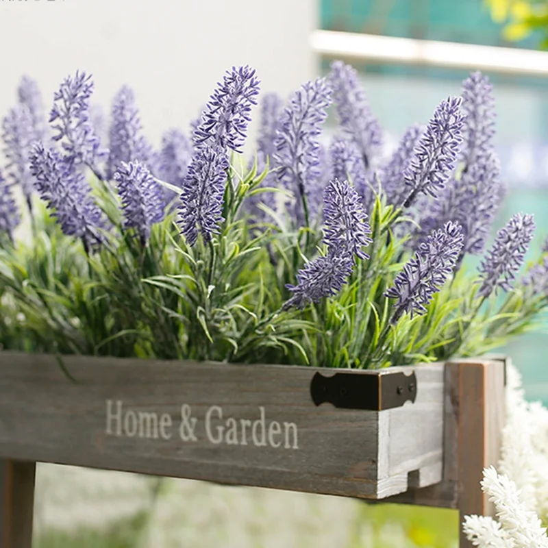 Floral Arrangement of Artificial Lavender Plants at Home Home Decoration Plastic Environmental Friendly Purple Plastic Trees