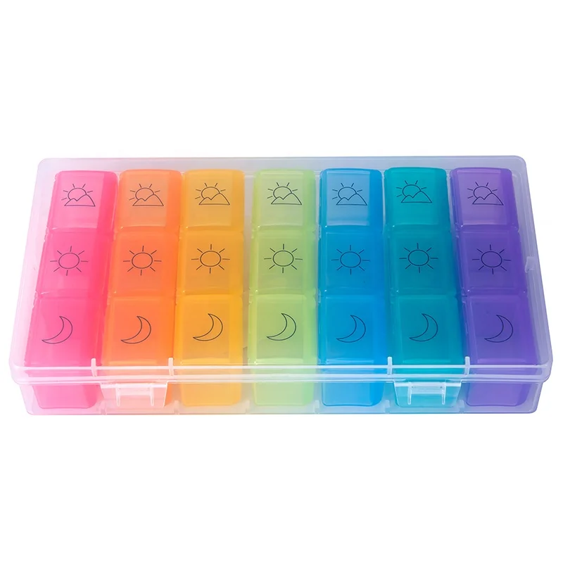 Weekly Pill Organizer 3 Times A Day 7 Day Pill Box Non-BPA PP Travel Friendly Ideal Pill Case for Supplement/Vitamin/Medication