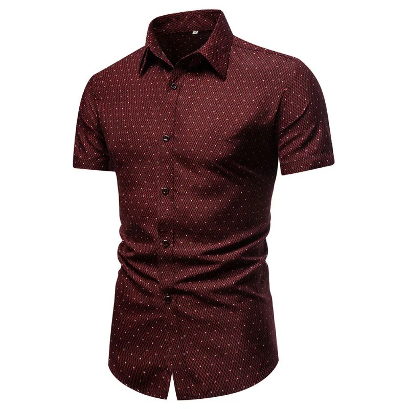 2023 Summer Office Single-Breasted Button Lapel Polyester Workwear Slim Fit Plus Size Printed Casual Short Sleeves