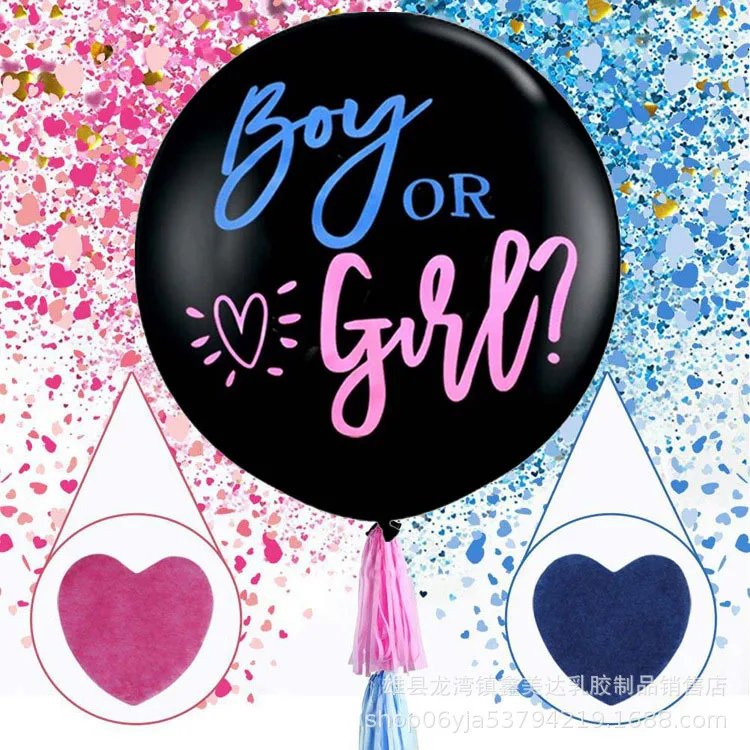 Factory Supply Eco Friendly 36 inch Boy Or Girl Confetti Paper Black Gender Reveal Balloon For Baby Shower Party