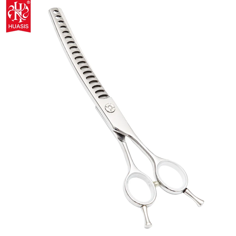 AR-TQ02 Japanese 440C Steel Upward Curved Dog Chunker Shears Pet Grooming Thinning and Texturizing Scissors 7 Inch