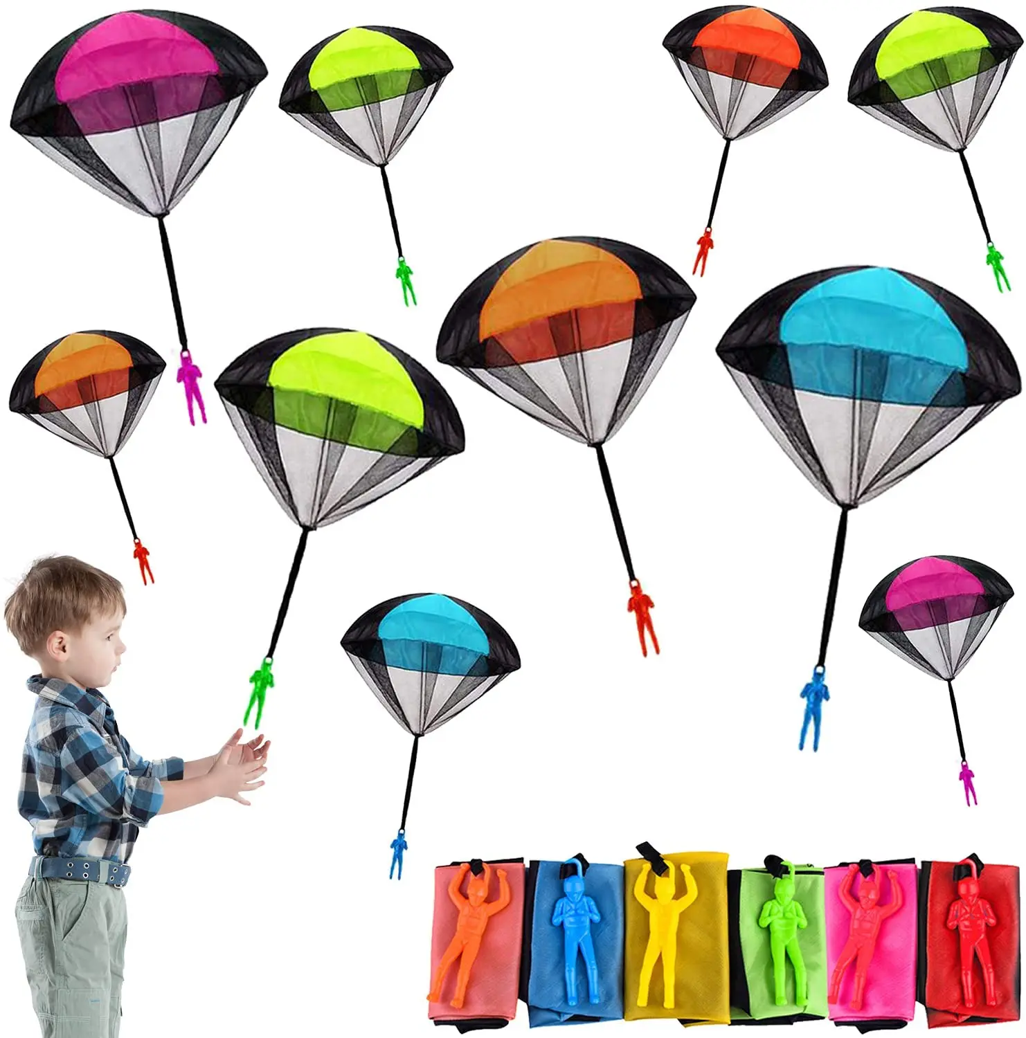 Wholesale Hand Throwing Mini Play Parachute Paratrooper Outdoor Games Children Toys With Figure Soldier parachute toy