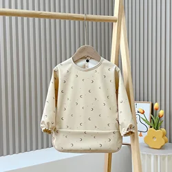2022 New design Baby Kids Toddler Long Sleeve Scarf Waterproof Art Smock Feeding Bib Apron Pocket Infant Boys Girls Burp Cloth