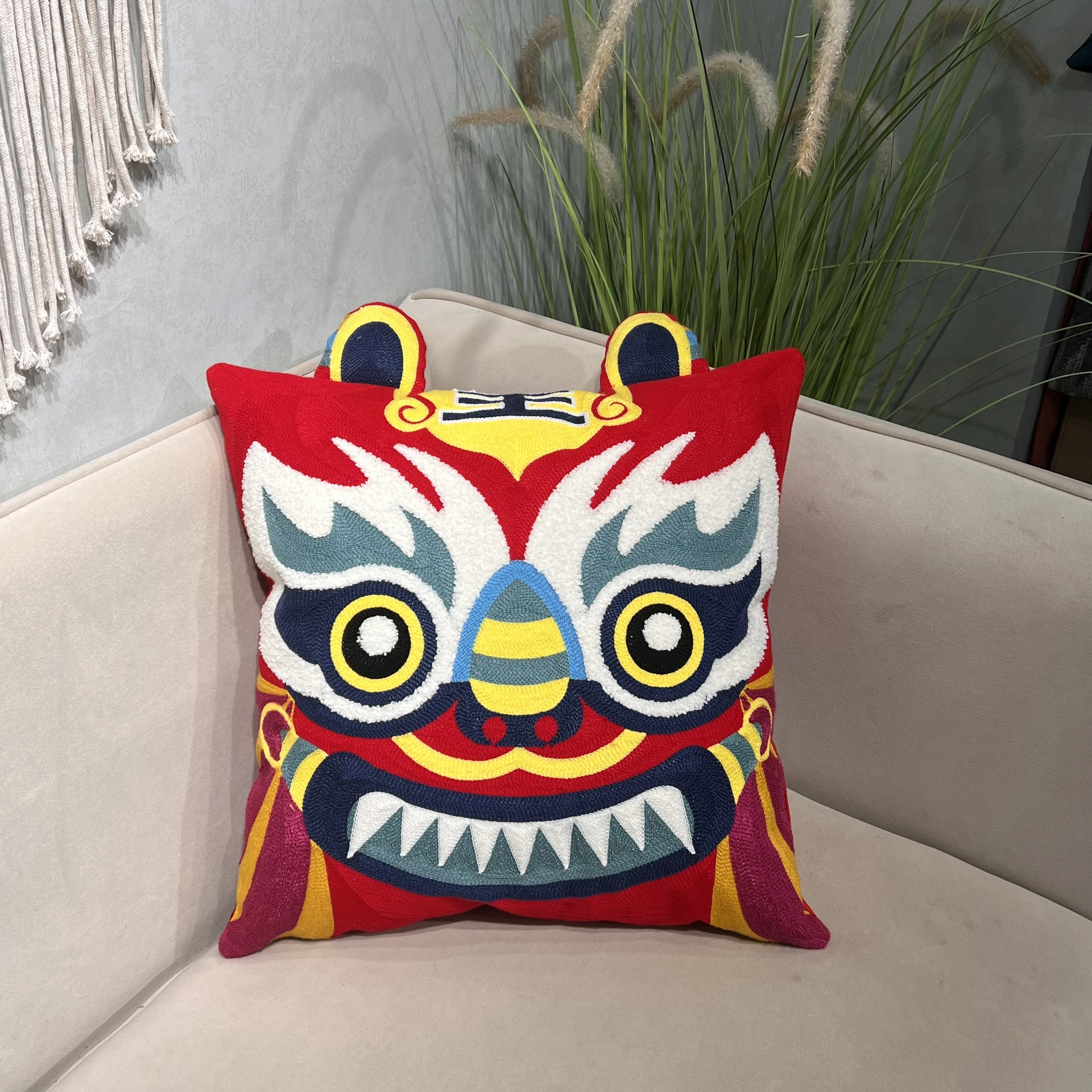 Chinese Style Art Abstract Tiger Year Embroidery Pillowcase Decorative Cushion Covers