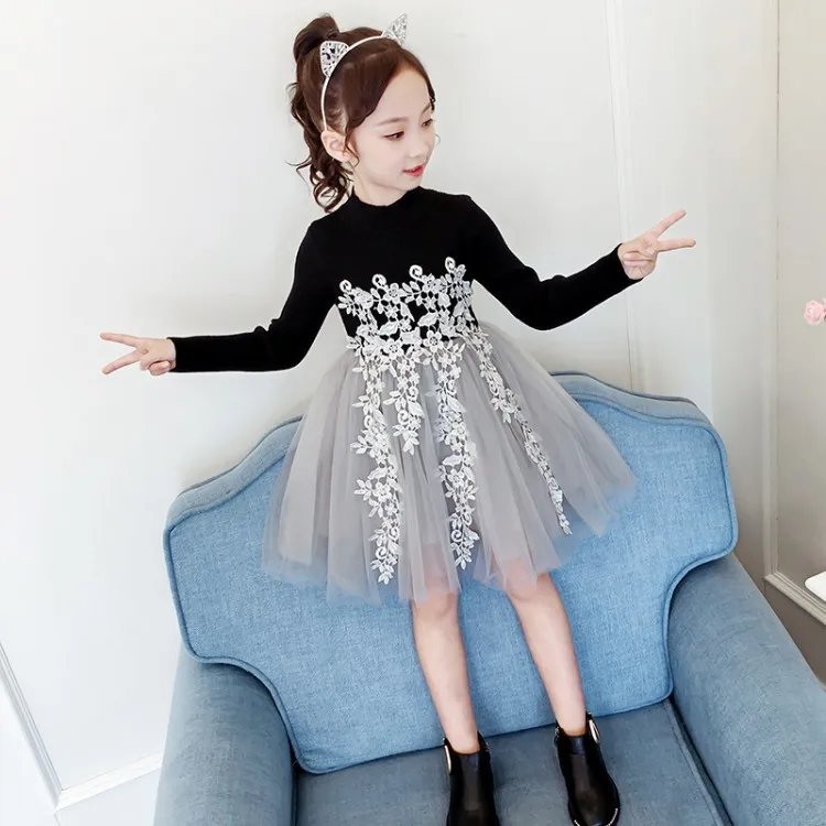 DRMKBB1808B01 2019 Autumn New Arrival Girls Dress Fashion Design Girl Lace Dress High Quality Vintage Girl Dress