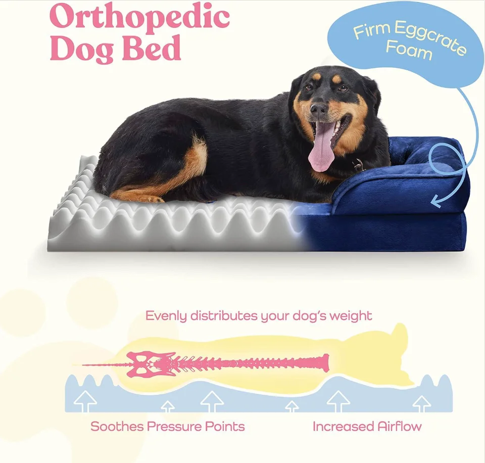 Orthopedic Sofa Ultra Comfortable Dog Bed for Large Dogs Breathable Waterproof Pet Bed Egg Foam Sofa Bed