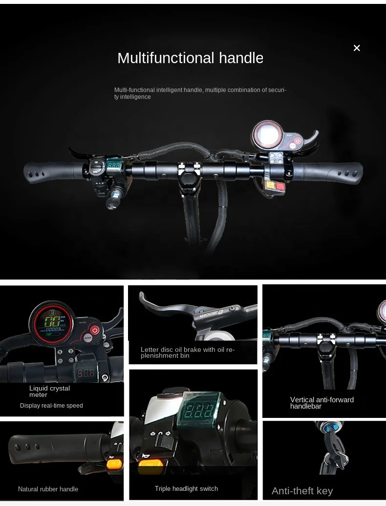 11-inch 60VC double-drive high-speed off-road high-power folding electric scooter adult scooter electric dirt scooter