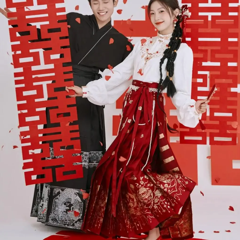 2024 модная юбка на лицо лошади Hanfu оригинальные китайские свадебные платья женские традиционные вышитые Hanbok свадебное вечернее платье