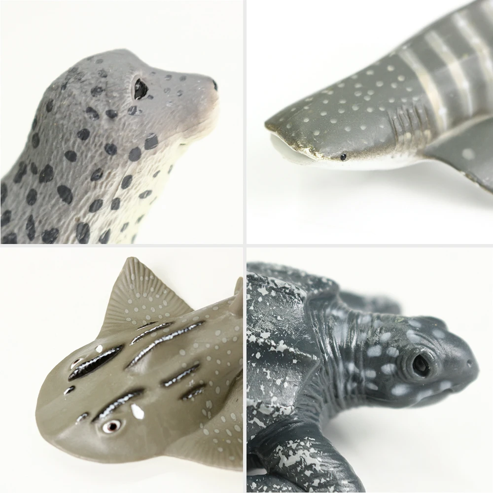 MU GROUP High simulation aquatic  PVC solid deep ocean shark tortoise dolphin model plastic sea animal toy set