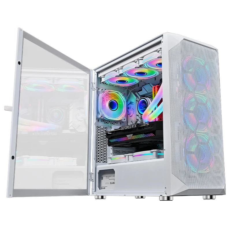 SNOWMAN Enchanting Design Gaming PC Computer Case Full Tower EATX ATX MATX Mini ATX White Tempered Glass Desktop Chassis Case