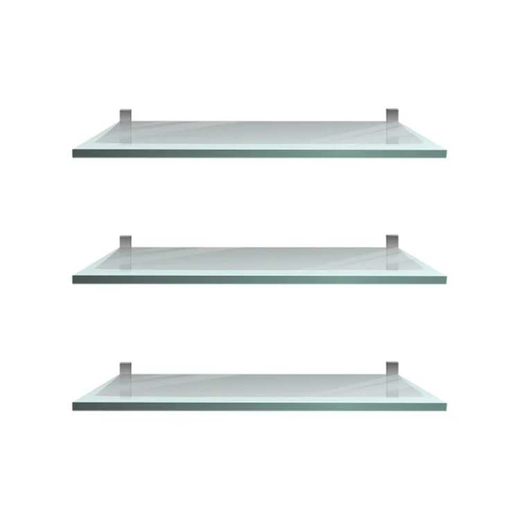 Custom Size Wall Mount Stainless Steel Glass Shower Shampoo Trays Tempered Glass Shelves Bathroom Glass Corner Bath Shelf