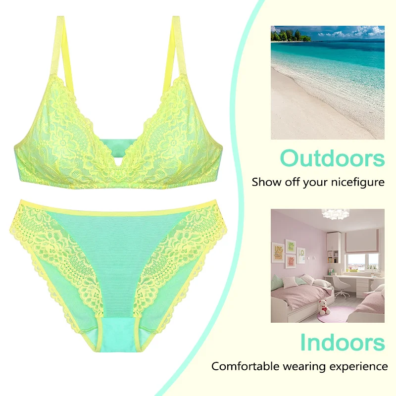 Underwear Customized  Manufacturer Wholesale Sexy Lace Lingerie Lace Bra 32 to 38 B Cup Bra And Briefs Set