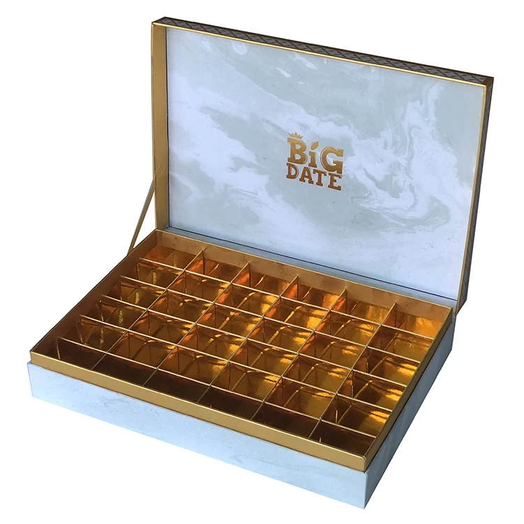 Gold Tassel Custom Ramadan Sweet Nut Chocolate Rigid Hinged Paper Packaging Dates Gift Box