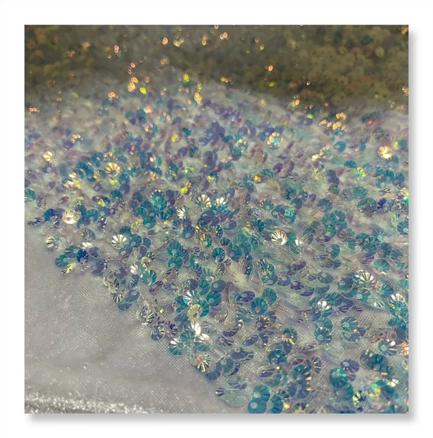 special white heavy luxury  velvet shells  sequin solid embroidery fabric for girl party dress