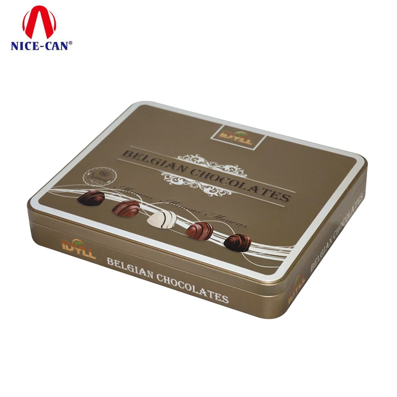 OEM Factory Large Size Chocolate Tin Box Gift Metal Packaging Food Grade Square Tins With Lids