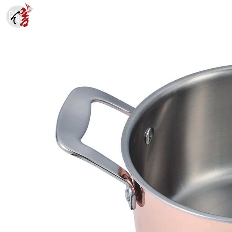 7 pieces hot sale tri-ply copper cookware cooking pot kitchenware casserole set with glass lid