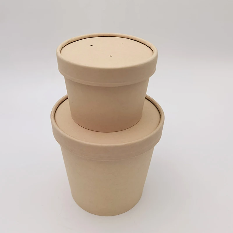 Kingwin Disposable 8 12 16 24 32 Oz Paper Packaging Cup Bowl Noodle Bowl With Lid,To Go Cups Paper Soup Containers With Lids