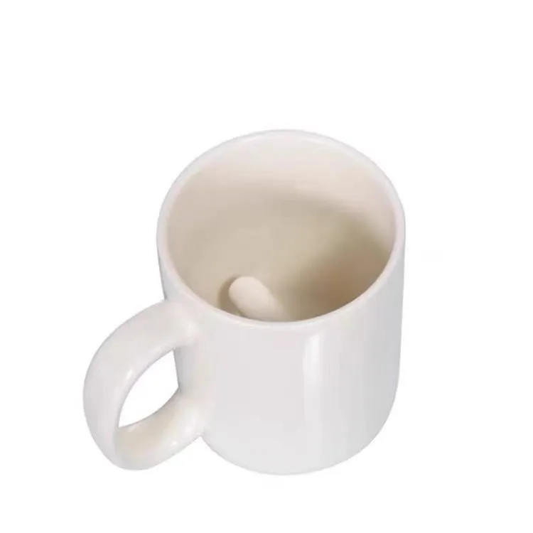 Creative Design Middle Finger Mug Sublank 11oz Sublimation White Beer Mug Custom Coffee Mugs