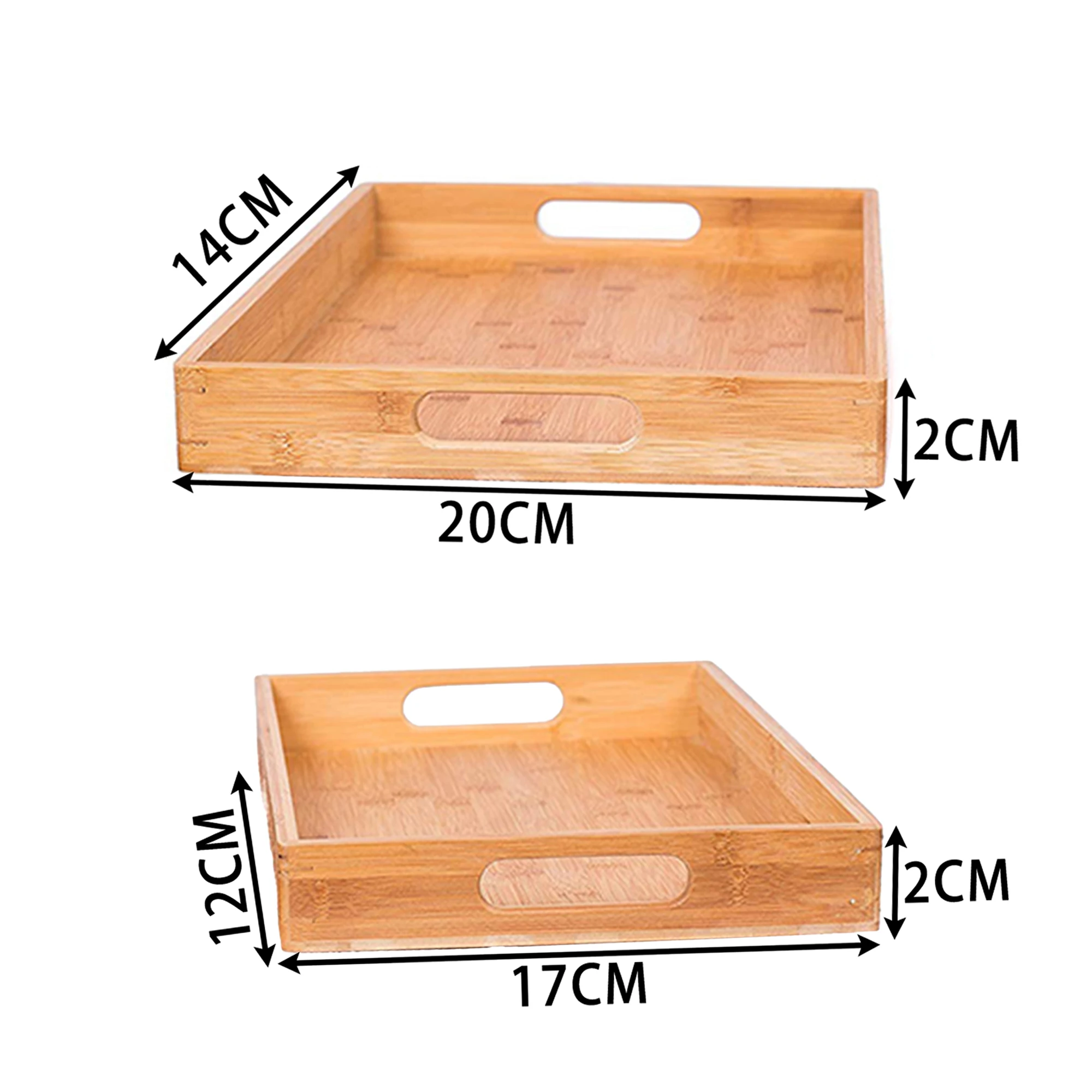 Custom Size Decorative Bamboo Wooden Coffee Tea Breakfast Food Tray Wood Serving Trays Set With Handles