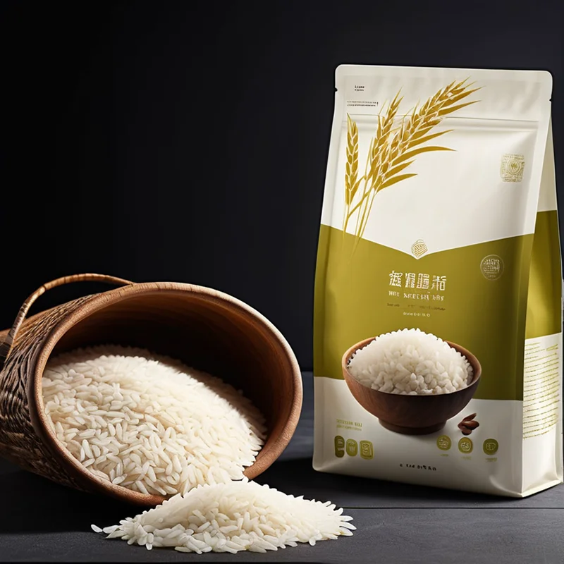 Custom Rice Packaging Bag Storage Leakage Prevention 5kg 10kg 25kg 50kg Plastic Package Rice Bag With Wrist Buckle
