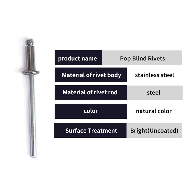 Open Type Domed Head Standard Size Custom Waterproof Semi-steel Stainless Steel Blind Rivet