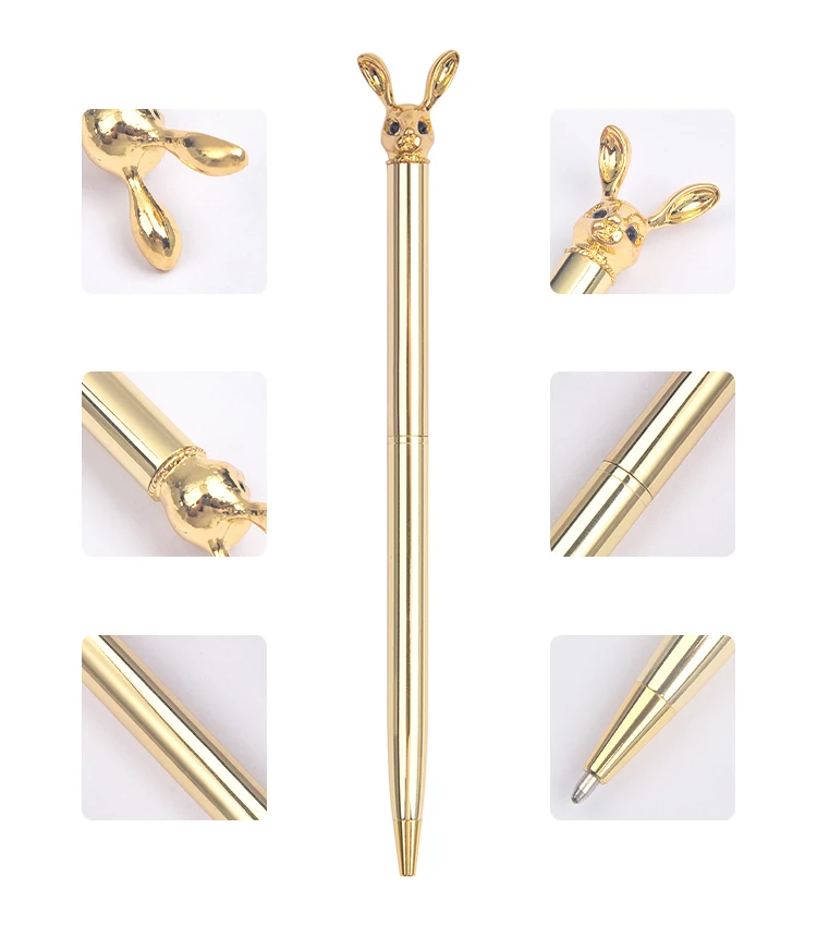 New style metal ball pen custom logo hotel ball pen ballpoint pen with rabbit on the top