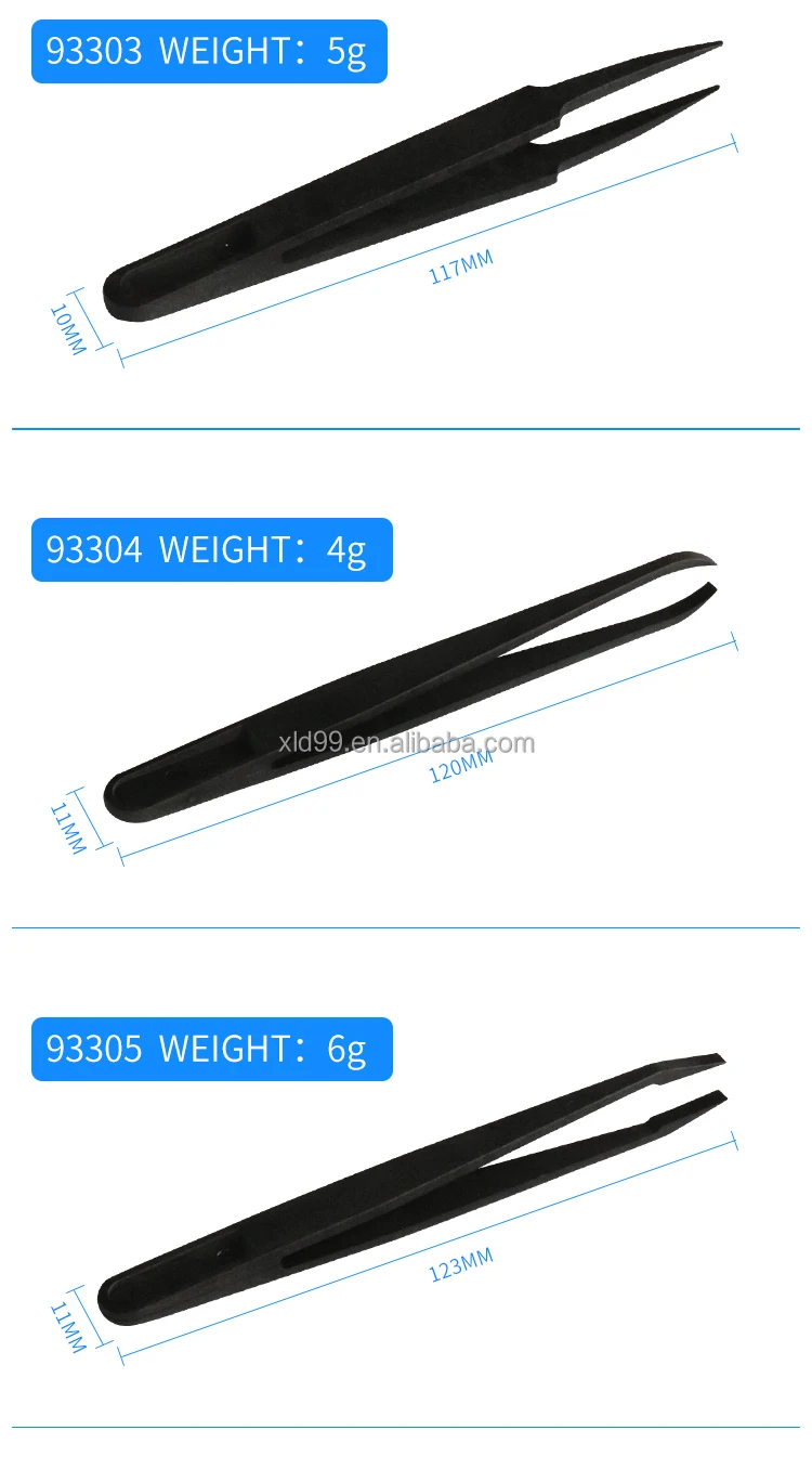 ESD Plastic Industrial Tweezers Anti Static Plastic Conductive Tweezers