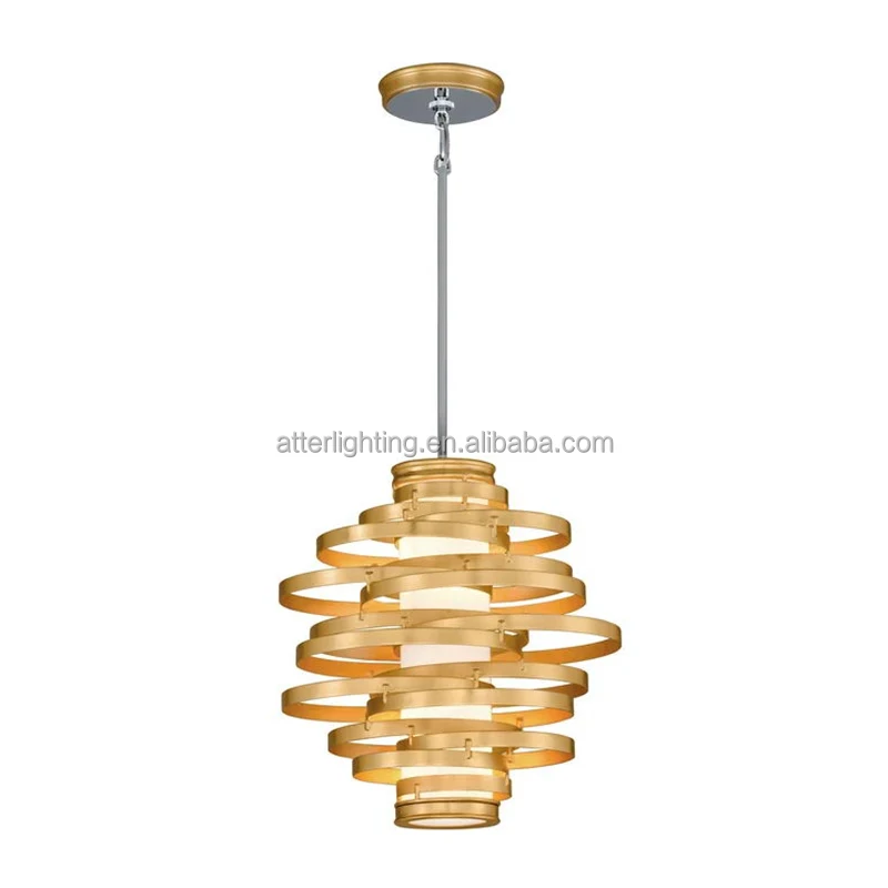 Уникальный модный дизайн в промышленном стиле кольцо золотое железное светодиодное подвесное освещение для внутренней гостиной, украшения ресторана