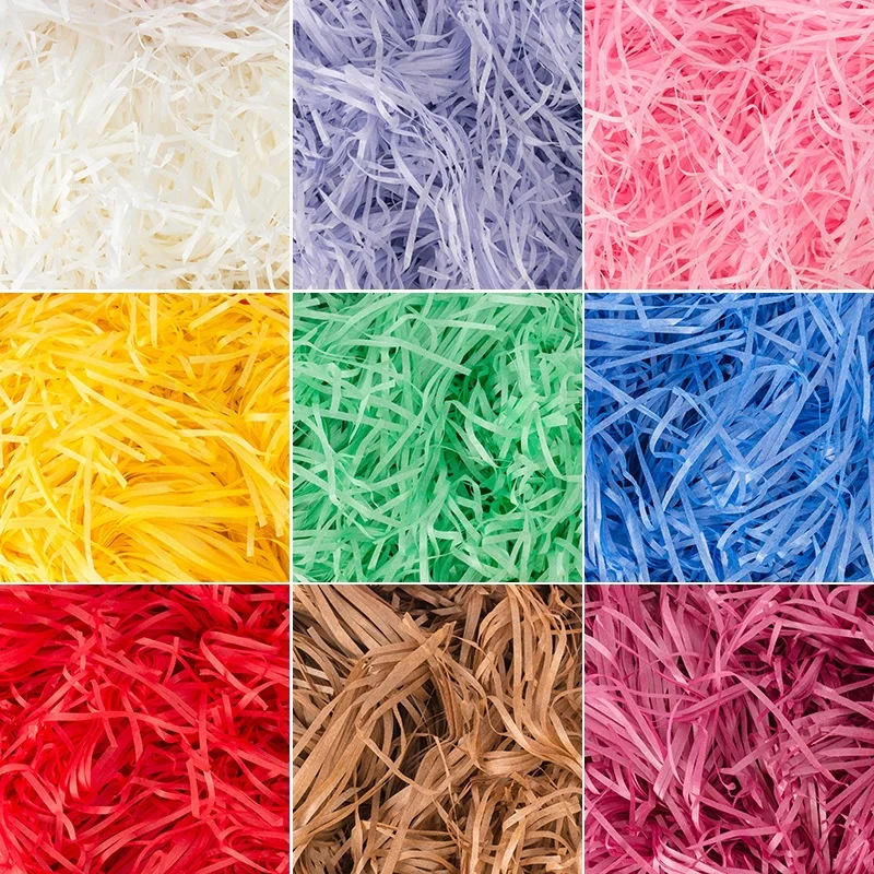 
31 Colors High Quality Decorative White Shredded Paper Filler Raffia Recycle Shredded Paper For Gift Box Filler 