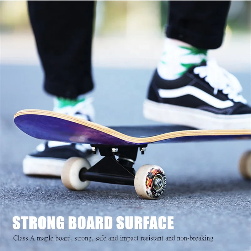 outdoor entertainment products wholesale custom surface patterns skateboard beginner longboard double rockers maple skateboard