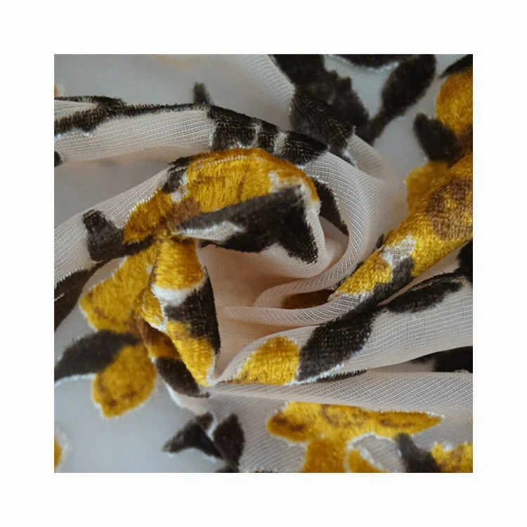 2022 Plum blossom jacquard rayon digital printing velvet fabric for evening party dress