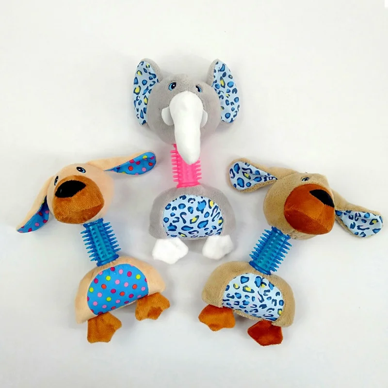 Hot Sale Durable TPR Rubber Neck Lovely Elephant Puppy Squeaky Plush Dog Chew Toys